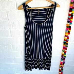 XCVI Striped High Low Tunic Top sz S